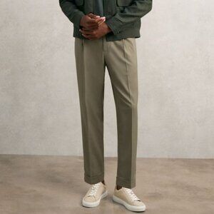 Reiss Men's Relaxed Drawstring Brighton Trousers with Turn-Ups in Sage - 36